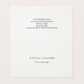 Schlichte Elegante Signatur Creme Minimalistisch M Visitenkarten (Außenseite Aufgefaltet)