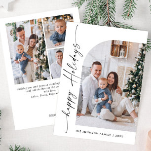 Schlichte elegante stilvolle 2-Foto-Weihnachtsgruß Feiertagskarte