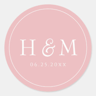 Schlichte elegante Typografie monogrammierte Hochz Runder Aufkleber