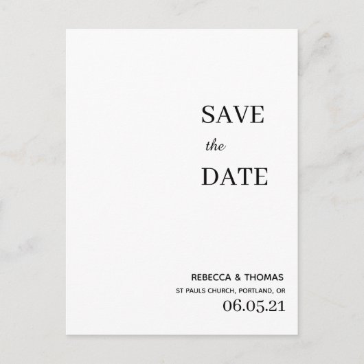 schlichte Eleganz, ohne Foto Save the Date Postkarte (Vorderseite)
