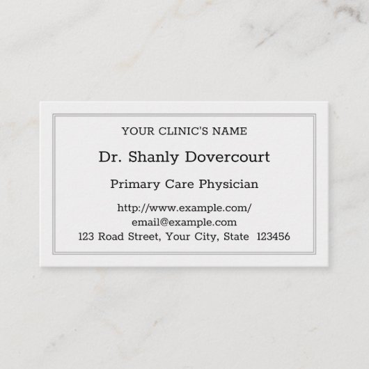 Schlichte Facharztkarte Visitenkarte (Vorderseite)