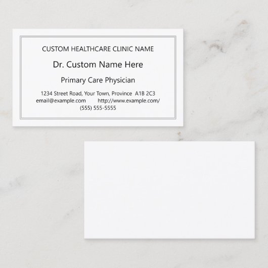 Schlichte Facharztkarte Visitenkarte (Vorne/Hinten)