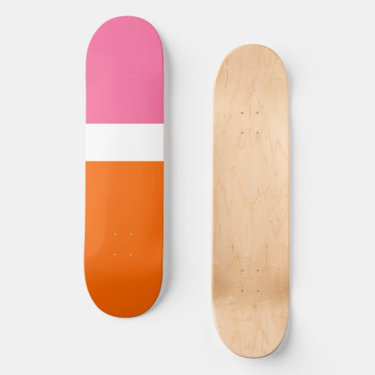 Schlichte Farbblockgestaltung in rosa, orange Skateboard (Vorderseite)