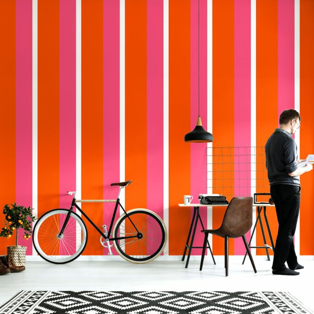 Schlichte Farbblockgestaltung in rosa, orange Tapete (Von Creator hochgeladen)