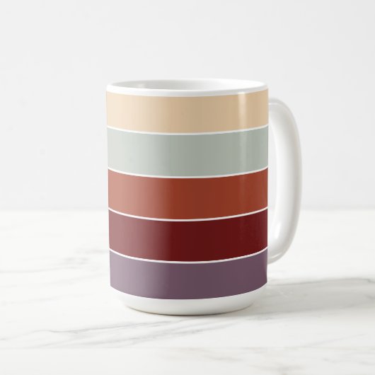 Schlichte Farbstreifen warme Herbstfarben Kaffeetasse (VorderseiteRechts)
