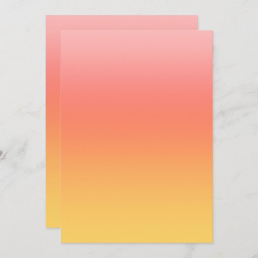 Schlichte Farbtöne - Gelb bis dunkelrosa Ober Einladung (Vorne/Hinten)