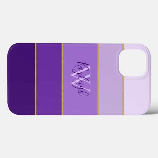 Schlichte Farbtöne Lila Streifen mit Namen Case-Mate iPhone Hülle (Rückseite (Horizontal))