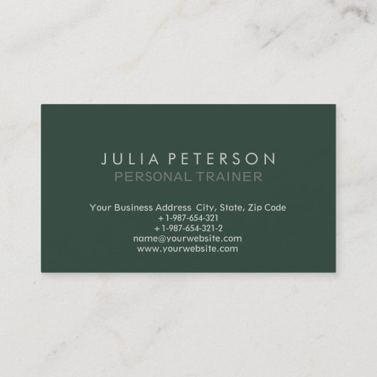 Schlichte Fitness Modernes Minimalistisch Visitenkarte (Rückseite)