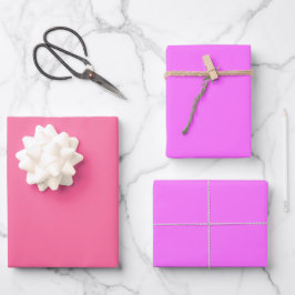 Schlichte französische Ultra Fuchsia Pink-Farbtöne Geschenkpapier Set