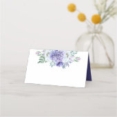 Schlichte Front lila und White Peonys Platzkarte (Rückseite)