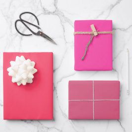Schlichte Fuchsia Strawberry Blush Pink Shades 3 T Geschenkpapier Set