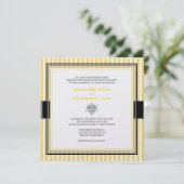 Schlichte gelbe Streifen Hochzeitsempfang Einladung (Stehend Vorderseite)