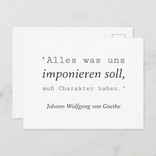 Schlichte Goethe Zitat Imponieren Postkarte (Vorne/Hinten)