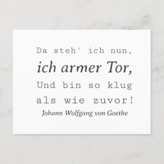 Schlichte Goethe Zitat So klug als wie zuvor Postkarte