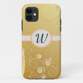 Schlichte, goldgelbe und weiße Wirbel, Monogramm Case-Mate iPhone Hülle (Rückseite)