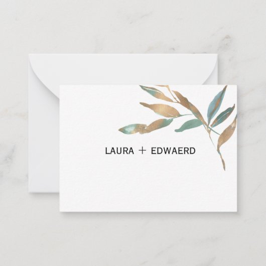 Schlichte, goldgrüne Riffe mit botanischer uAwg Mitteilungskarte (Rückseite)