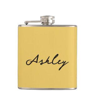 Schlichte Goldschrift personalisiert Flachmann