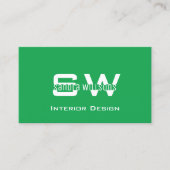 Schlichte Gras grün und weiß, einfach mit Monogram Visitenkarte (Vorderseite)