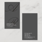 Schlichte Grau Black Trendy Monogram Business Card Visitenkarte (Vorne/Hinten)