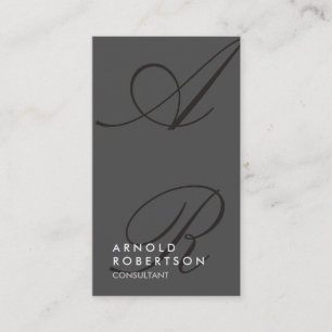 Schlichte Grau Black Trendy Monogram Business Card Visitenkarte