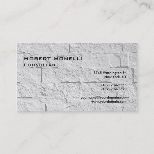 Schlichte Grau Wall Brick Consultant Business Card Visitenkarte (Vorderseite)