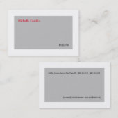 Schlichte Grau-Weiß-Rot Minimalistisch Moderne Visitenkarte (Vorne/Hinten)