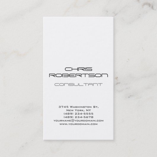 Schlichte, grau-weiße attraktive Visitenkarte (Vorderseite)