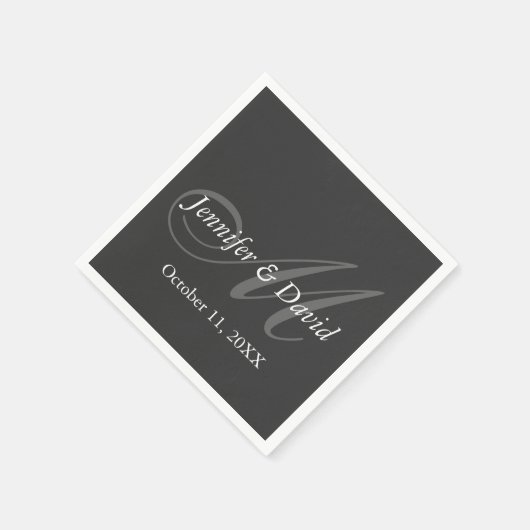 Schlichte graue Monogramm Brautbräuche Serviette (Ecke)