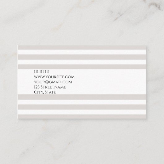 Schlichte graue Pastellstreifen geometrischer Chic Visitenkarte (Rückseite)