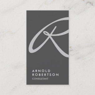 Schlichte Graue Trendy Monogram Business Card Visitenkarte