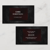 Schlichte Grauleder Red Attractive Business Card Visitenkarte (Vorne/Hinten)