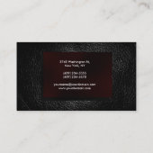 Schlichte Grauleder Red Attractive Business Card Visitenkarte (Rückseite)
