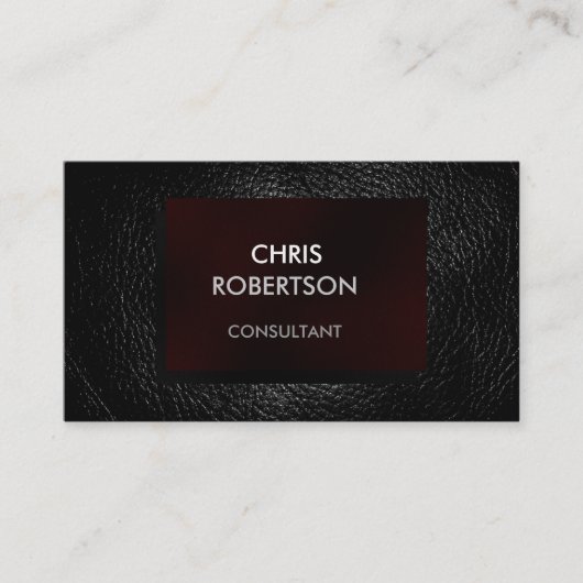 Schlichte Grauleder Red Attractive Business Card Visitenkarte (Vorderseite)
