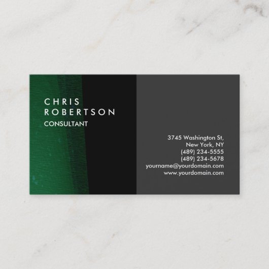 Schlichte Green Gray Modern Creative Business Card Visitenkarte (Vorderseite)