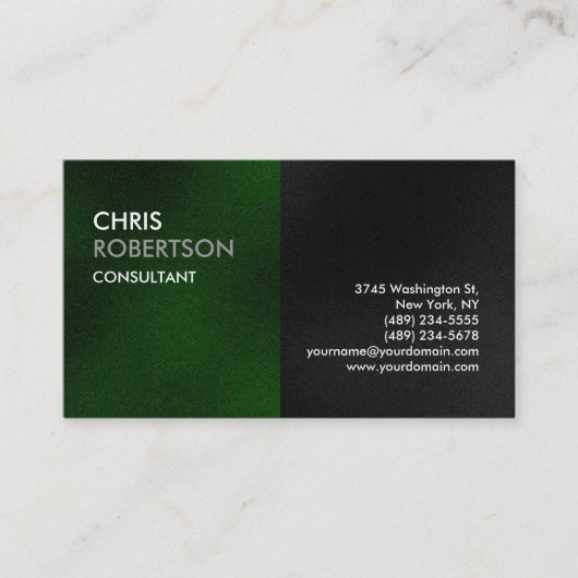 Schlichte Green Grey Attraktive Charm Business Car Visitenkarte (Vorderseite)