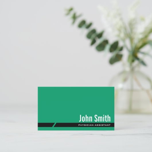 Schlichte Green Physician Assistant Business Card Visitenkarte (Stehend Vorderseite)
