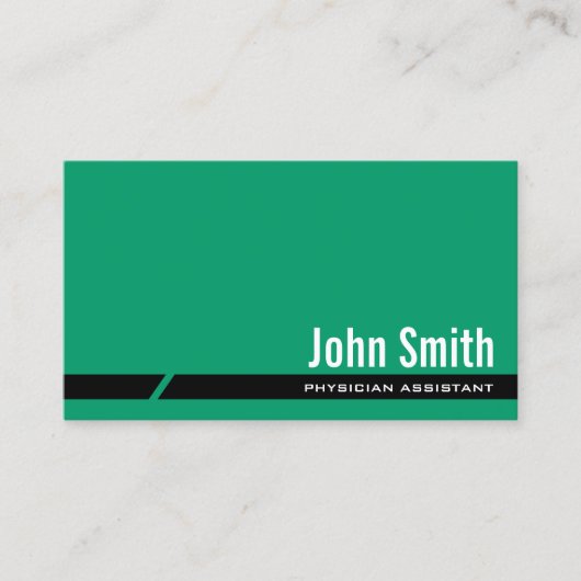 Schlichte Green Physician Assistant Business Card Visitenkarte (Vorderseite)