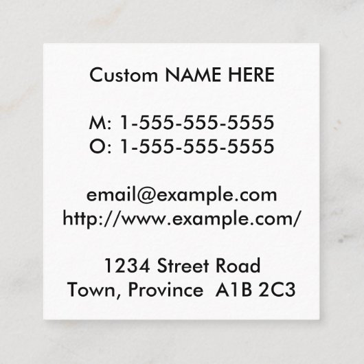 Schlichte, grundlegende, berufliche quadratische visitenkarte (Rückseite)