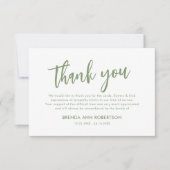 Schlichte grüne Beerdigung Vielen Dank Dankeskarte (Vorderseite)