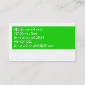 Schlichte Grüne Hand Moderne Berufliche Visitenkar Visitenkarte (Rückseite)