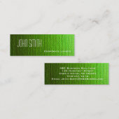 Schlichte grüne Leinwand Slim Modern Business Card Mini Visitenkarte (Vorne/Hinten)