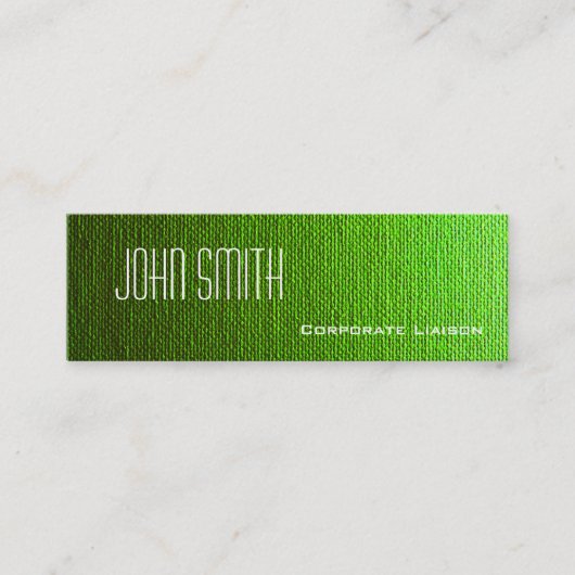 Schlichte grüne Leinwand Slim Modern Business Card Mini Visitenkarte (Vorderseite)