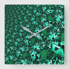 Schlichte grüne Töne und ähnlich wie Relief Quadratische Wanduhr