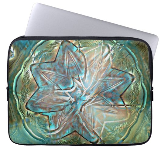 Schlichte grüne und blaue Blume auf Pixel-Drizzle- Laptopschutzhülle (Vorderseite)