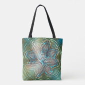 Schlichte grüne und blaue Blume auf Pixel-Drizzle- Tasche (Rückseite)