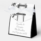 Schlichte Hochzeit mit schwarz-weißem Damast Geschenkschachtel (Vorderseite)