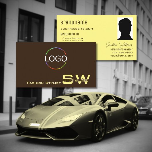 Schlichte Kaffeebrasse mit Monogram Logo-Logo-Foto Visitenkarte