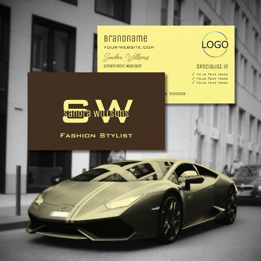 Schlichte Kaffeebrasse mit Monogramm und Logo Visitenkarte