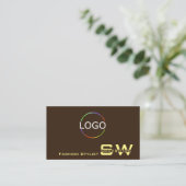 Schlichte Kaffeebrasse mit Monogramm und Logo Visitenkarte (Stehend Vorderseite)