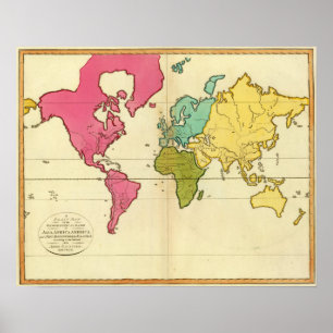 Schlichte Karte Welt Poster